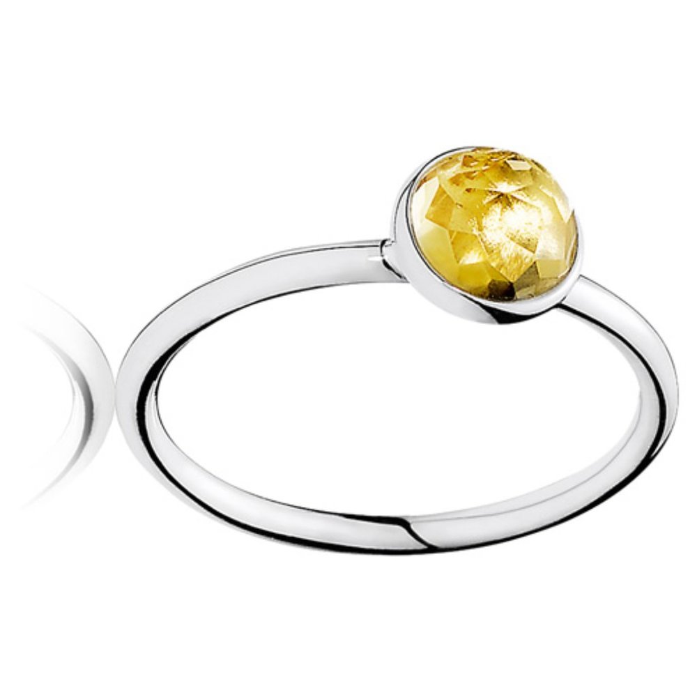 Pandora Ring November size 7 Citrine droplet Sterling Silver dome flower cut